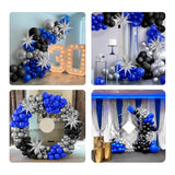 Royal Blue And Black Balloon Garland Arch Kit With 3Pcs Star Balloon, Navy Blue Balloons Metallic Sliver Black Balloons For 30Th 40Th 50Th Birthday Graduation New Years Party Decorations