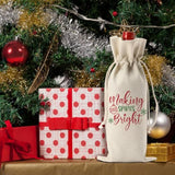 Christmas Wine Bags For Wine Bottles - Christmas Holiday Gifts For Women & Men - Making Spirits Bright Wine Bottle Bag