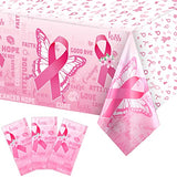 3 Pieces Breast Cancer Awareness Party Decorations Breast Cancer Table Covers Disposable Pink Ribbon Awareness Table Cloth Hope Faith Courage Table Runner for Breast Cancer Party Supplies 54 x 108