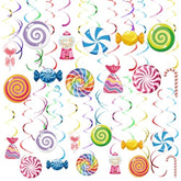 54 Pcs Candyland Party Decorations Candy Hanging Swirls Colorful Lollipop Hanging Swirls Ceiling Decor For Baby Shower Birthday Party