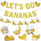Banana Party Decorations Let's Go Bananas Banner Hanging Swirls Fruit Themed Decor