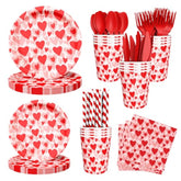 192Pcs Valentine'S Day Party Decorations Lovely Heart Valentines Day Party Plates, Cup, Napkin, Tableware, Valentines Day Engagements Weddings Anniversary Party Supplies Plates Serve 24 Guests