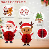 9pcs Cute Christmas Honeycomb Table Centerpieces with Santa Snowman Reindeer