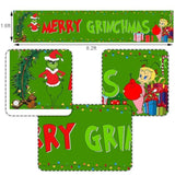 Green Christmas Fence Banner Winter Holiday Party Decoration Xmas Large Home Garden Outdoor Yard Hanging Sign Decor-1.6 * 8.2Ft (Green-A)
