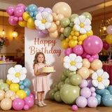 Daisy Pastel Balloon Garland Kit, 168Pcs Pink And Green Yellow Wildflower Party Decorations For Wild Flower Baby In Bloom Baby Shower Spring Daisy Theme Birthday Boho Mothers Day Party Decorations
