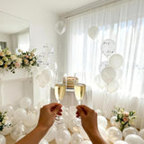 White Balloon Frozen Party Supplies For Wonderland Winter Holiday Birthday New Years Christmas Engagement Poker Card Party, 60 Pack 12'' White Latex Balloons Confetti Balloon Matte Backdrop Decoration