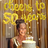 Cheers To 50 Years Banner 16 Inch Gold Foil 50Th Birthday Balloon Decorations For Him/Her 50Th Birthday Party 50 Years Anniversary Decorations 50Th Wedding Party Supplies For Men/Women