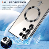 Official Titanium Case for Samsung Galaxy S24 Ultra, Compatible with MagSafe, Full Camera Cover Protection, Metallic Glossy Slim Luxury Phone Case for Galaxy S 24 Ultra, Black