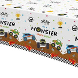 Monster Truck Birthday Decorations Tablecloth - Disposable Monster Truck Birthday Party Supplies Table Cover For Kids - 3 Pack (54In X 108In)