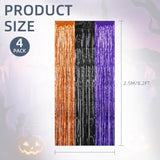 4 Pack Black Purple Orange Foil Fringe Curtains 3.2x8.2ft Backdrop Party Decorations