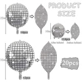 Silver Disco Ball Balloons: 70s Party Decorations, Mylar 20-Piece Set