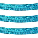 Thick 10 Feet By 15 Inch Turquoise Foil Fringe Garland - Pack Of 3 | Shiny Metallic Tinsel Banner For Parade Floats, Bridal Shower, Wedding, Birthday, Christmas | Wall Hanging Drapes (3)