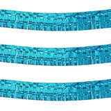 Thick 10 Feet By 15 Inch Turquoise Foil Fringe Garland - Pack Of 3 | Shiny Metallic Tinsel Banner For Parade Floats, Bridal Shower, Wedding, Birthday, Christmas | Wall Hanging Drapes (3)