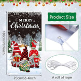 Christmas Gnome Door Cover Merry Christmas Front Door Decoration Winter Dwarf Hanging Banner Gnome Background Photo Booth Prop For Holiday Indoor Outdoor Party Supplies 70.9 X 35.4 Inches (Black)