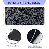 Large Gaming Mouse Pad With Stitched Edges, Minimalist Topographic Map Desk Mat, Extended Xl Mousepad With Anti-Slip Base, Cool Desk Pad For Keyboard And Mouse, 35 X 15.5 In