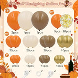 154pcs Fall Balloon Arch Kit Orange Brown White Gold Confetti Balloons for Thanksgiving Party