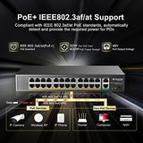 24 Port Poe Switch With 2 Gigabit Uplink Ethernet Port, 400W High Power, Support Ieee802.3Af/At, Rackmount Unmanaged Plug And Play Poe+