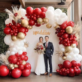 Red White Gold Balloon Arch Kit for Baby Shower, Birthday, Wedding & Party Decor
