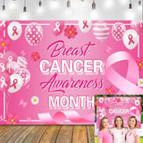Breast Cancer Awareness Backdrop 8x6FT Pink Ribbon Charity Party Banner