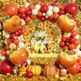 Fall Balloon Arch Kit: Orange, Burgundy, Yellow Balloons with Pumpkins