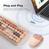 Wireless Keyboard And Mouse Combo - Milktea Colorful 2.4G Typewriter Full-Size Cute Keyboards - Usb Receiver Plug And Play, For Computer, Pc, Laptop, Desktop, Windows