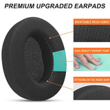 Upgraded Replacement Earpads Cushions For Hyperx Cloud/Alpha, Audio Technica M50X/M40X, Turtle Beach Stealth 400/600 & More - Ear Pads With Breathable Mesh Fabric/Added Thickness/Memory Foam