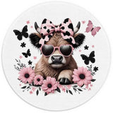 Pink Highland Cow Mouse Pad 7.9X7.9 Inch,Coquette Bow Cow Mouse Pads For Wireless Mouse Computers Laptop Desk Accessories For Office,