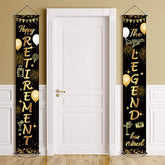 Retirement Porch Sign Door Hanging Banner, Retirement Banner The Legend Fabric Door Sign Background For Retire Party Decoration Supplies, 71 X 12 Inches(Black And Gold)