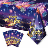 3-Piece Happy New Year 2026 Tablecloth Set 54x87 Inch for Party Decor