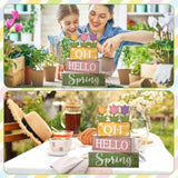 9 Pcs Easter Table Decoration Wooden Pastel Block Sign Reversible Bunny Tulip Centerpieces Farmhouse Double Side Spring Easter Tiered Tray Decor For Home Kitchen Office Desk