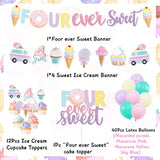 Four Ever Sweet Ice Cream Donut Birthday Party Decorations, Four Ever
