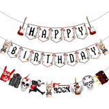 Rock And Roll Birthday Banner 3Pcs One Rocks Party Banners Rock Music Birthday Party Decoration Rock Party Hanging Cutout Banners For Rock And Roll Baby Shower Supplies