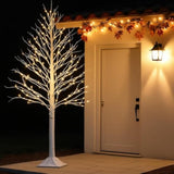 Set Of 3 Lighted Birch Tree, 4Ft 6Ft 8Ft White Artificial Christmas Tree With Total 456 Led Light, Prelit Waterproof Christmas Decoration For Indoor Outdoor Thanksgiving Wedding Holiday