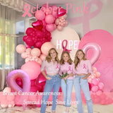 Hot pink and pink balloons 128pcs Breast Cancer Awareness Decorations Balloons Arch Kit Includes Latex Balloons with Pink Ribbons heart shaped balloon for Pink Ribbon Party Decoration Supplies