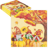 40Pcs Fall Thanksgiving Gnomes Pumpkin Napkins Autumn Paper Cocktail Napkins Thanksgiving Harvest Festival Dinner Luncheon Table Decorations Supplies