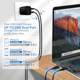 Samsung Charger Block 2 Port 25W Super Fast Charging Android Cable For Samsung Galaxy A17 S25 Edge A15 A55 A35 A25 S24 Ultra A14 A54 A13 5G S23 Iphone 16, 60W 6Ft Usb C Cord Phone Wall Charger Adapter
