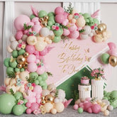 Sage Green And Pink Balloon Arch Kit With Shiny Gold Butterfly Stickers,177Pcs Pastel Green Blush Gold Balloon Garland For Spring Tea Party Decoration Wedding Bridal Baby Shower Fairy Balloon Arch