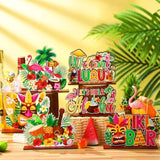 6 Pcs Luau Party Signs Tiki Table Decoration Hawaiian Decor Wooden Aloha Luau Decorations Tropical Hawaii Decor For Housewarming Tiki Bar Birthday Welcome Baby Shower Party Supplies
