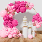 142PCS Pink Balloon Arch Kit with Rose Gold & Confetti Balloons for Parties