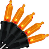 Orange Led Christmas Lights With Black Wire, 33 Ft 100 Count Ul Certified Commercial Grade Halloween String Light Set (O