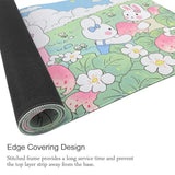 Large Rubber Mouse Pad 35.4" X 15.7"X0.12", Long Cute Mouse Keyboard Mat For Office Home & Gaming, Rabbits & Strawberry