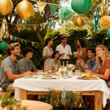 Sage Green Paper Fan Lantern Set Boho Party Decorations With Tissue Pom Poms Balls For Birthday Bridal Shower Wedding Decor (Green Set C)