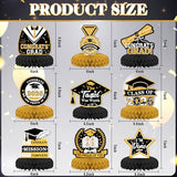 9 PCS 2026 Graduation Decorations, Graduation Honeycomb Centerpieces for Tables Centerpieces 3D Graduation Theme Party Decor Supplies,Black