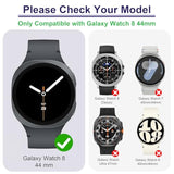 12+4 Pack Case For Samsung Galaxy Watch 8 44Mm With Tempered Glass Screen Protector, Waterproof Hard Pc Scratch Resistant Protective Cover Compatible With Galaxy Watch 8 44Mm