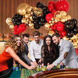 147 Pcs Red, Black & Gold Balloon Arch Kit Casino & Hollywood Party Decor