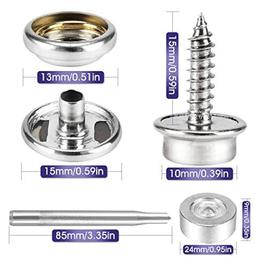 150 Pcs Canvas Snap Kit With 2 Pcs Setting Tool, Marine Grade Stainles