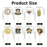 24 Pcs Black & Gold 2026 New Year Cupcake Toppers 8 Designs