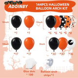144Pc Halloween Balloon Arch Kit β Black & Orange with Eye and Confetti Balloons