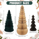 3 Pcs Large Honeycomb Christmas Tree - 4Ft 3Ft 2Ft Paper Christmas Folding 3D Home Decoration Set With Magnetic Design For Winter Holiday Festive Party (Classic,Beige,Green,Brown)