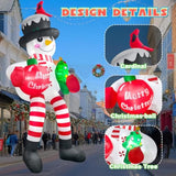 13Ft Christmas Inflatable Snowman Outdoor Decoration, Climbing Snowman Blow Up Yard Decoration, With Cardinal And Led Li